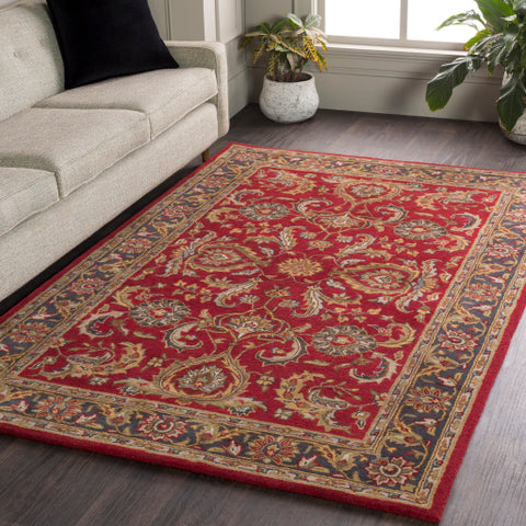 Image of Surya Middleton Traditional Bright Red, Charcoal, Mustard, Dark Brown, Olive, Tan, Ivory, Aqua Rugs AWHY-2062