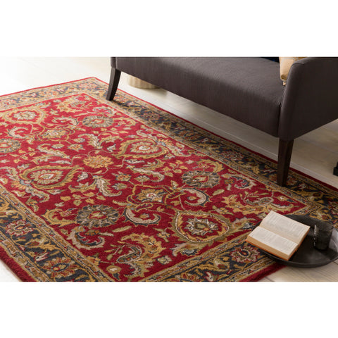 Image of Surya Middleton Traditional Bright Red, Charcoal, Mustard, Dark Brown, Olive, Tan, Ivory, Aqua Rugs AWHY-2062