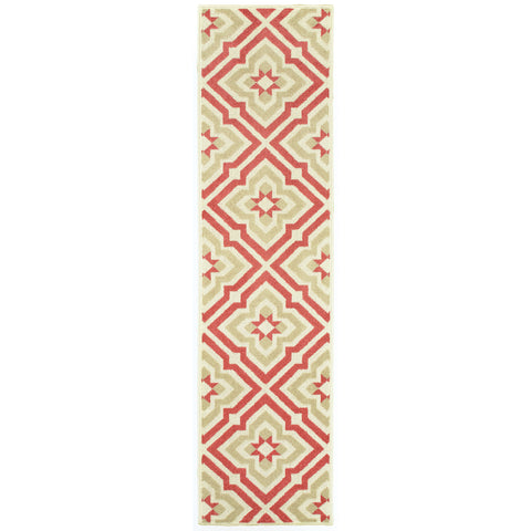 Oriental Weavers Barbados 1801C 1'10" X 7' 6" Outdoor Pink Ivory Trefoil Runner Rug-Wanderlust Rugs