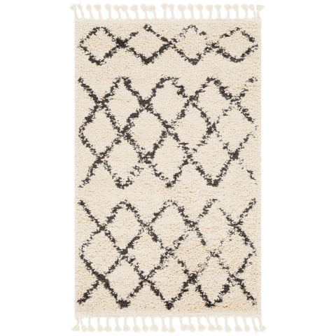 Image of Surya Berber Shag Global Charcoal, Beige Rugs BBE-2300