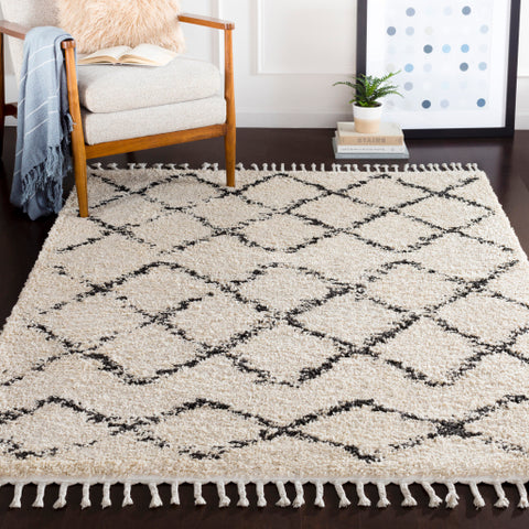 Image of Surya Berber Shag Global Charcoal, Beige Rugs BBE-2300