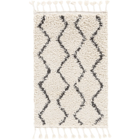 Image of Surya Berber Shag Global Charcoal, Beige Rugs BBE-2303