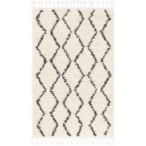 Image of Surya Berber Shag Global Charcoal, Beige Rugs BBE-2303