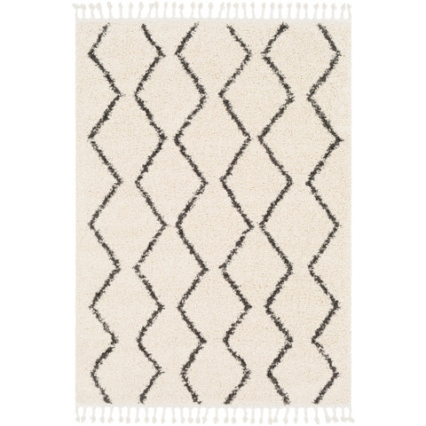 Image of Surya Berber Shag Global Charcoal, Beige Rugs BBE-2303