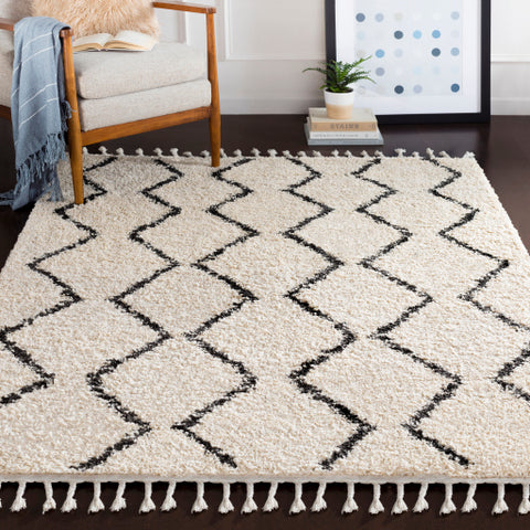 Image of Surya Berber Shag Global Charcoal, Beige Rugs BBE-2303