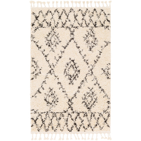 Image of Surya Berber Shag Global Charcoal, Beige Rugs BBE-2305