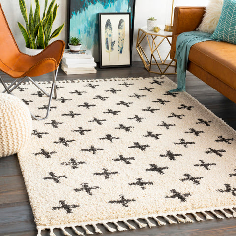 Image of Surya Berber Shag Global Charcoal, Beige Rugs BBE-2310