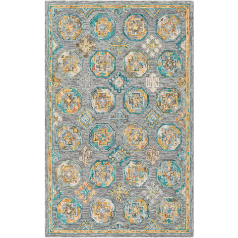 Image of Surya Bonifate Global Teal, Charcoal, Wheat, Camel, Dark Brown Rugs BFT-1008