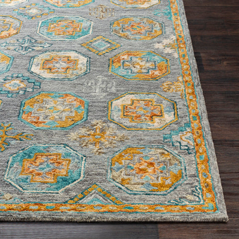 Image of Surya Bonifate Global Teal, Charcoal, Wheat, Camel, Dark Brown Rugs BFT-1008