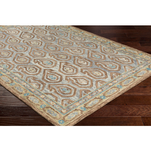 Surya Bonifate Global Medium Gray, Tan, Dark Brown, Teal Rugs BFT-1012