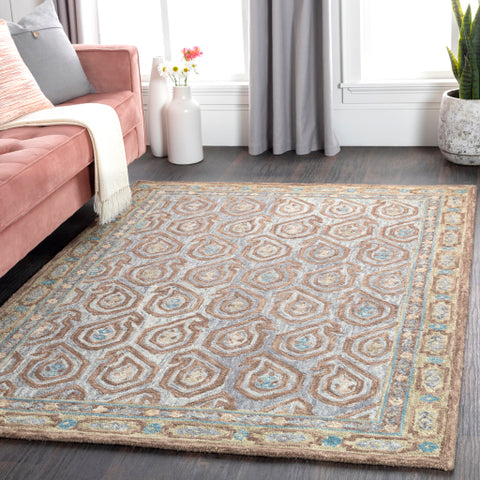 Image of Surya Bonifate Global Medium Gray, Tan, Dark Brown, Teal Rugs BFT-1012