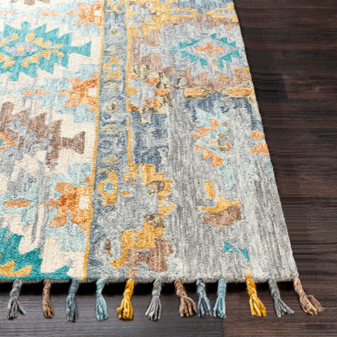 Image of Surya Bonifate Global Teal, Mustard, Medium Gray, Light Gray, Charcoal, Aqua, Camel Rugs BFT-1022