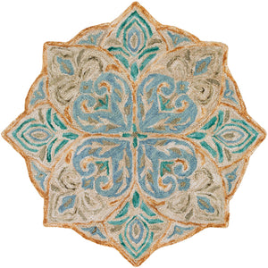 Surya Bonifate Global Sky Blue, Aqua, Cream, Camel, Sea Foam, Dark Green, Khaki, Olive Rugs BFT-1026