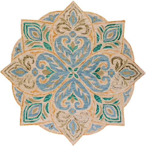 Image of Surya Bonifate Global Sky Blue, Aqua, Cream, Camel, Sea Foam, Dark Green, Khaki, Olive Rugs BFT-1026