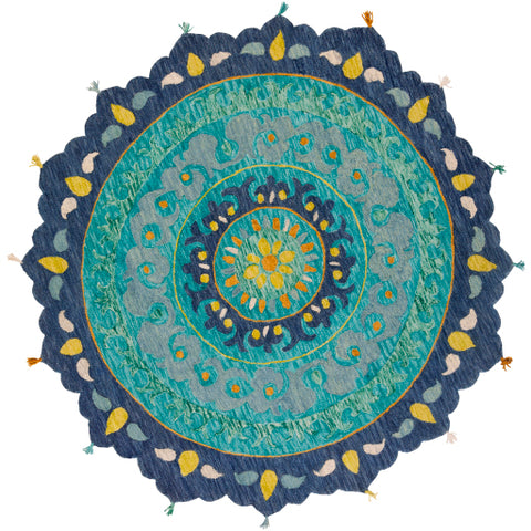 Image of Surya Bonifate Global Teal, Ice Blue, Denim, Navy, Lime, Saffron, Cream Rugs BFT-1029