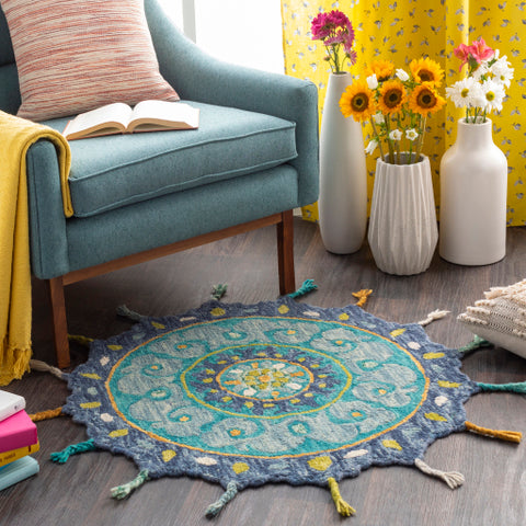 Image of Surya Bonifate Global Teal, Ice Blue, Denim, Navy, Lime, Saffron, Cream Rugs BFT-1029