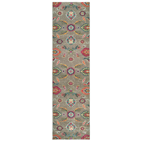 Image of Oriental Weavers Bohemian 191J5 2' 7" X 10' 0" Casual Grey Multi Floral Runner Rug-Wanderlust Rugs