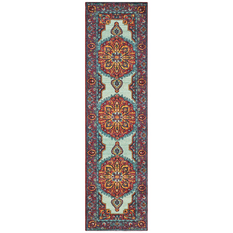 Image of Oriental Weavers Bohemian 3339M 2' 7" X 10' 0" Traditional Blue Purple Medallion Runner Rug-Wanderlust Rugs