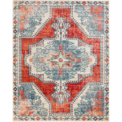 Image of Surya Bohemian Traditional Bright Red, Beige, Taupe, Navy, Charcoal, Teal, Medium Gray Rugs BOM-2300