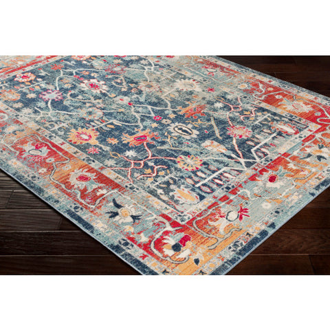 Image of Surya Bohemian Traditional Navy, Charcoal, Bright Red, Saffron, Wheat, Burnt Orange, Bright Pink, Beige, Teal, Light Gray, Ice Blue, Medium Gray Rugs BOM-2304