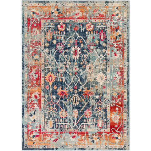 Image of Surya Bohemian Traditional Navy, Charcoal, Bright Red, Saffron, Wheat, Burnt Orange, Bright Pink, Beige, Teal, Light Gray, Ice Blue, Medium Gray Rugs BOM-2304