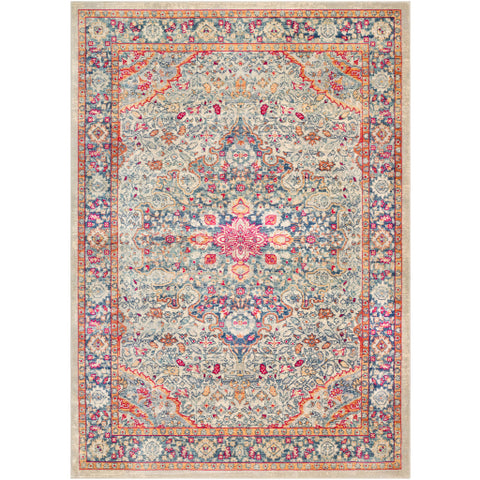 Image of Surya Bohemian Traditional Bright Pink, Taupe, Beige, Navy, Charcoal, Medium Gray, Wheat, Bright Red, Teal, Burnt Orange Rugs BOM-2308