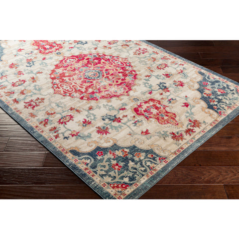 Image of Surya Bohemian Traditional Bright Pink, Bright Red, Wheat, Saffron, Teal, Navy, Ice Blue, Medium Gray, Light Gray, Beige, Taupe Rugs BOM-2310
