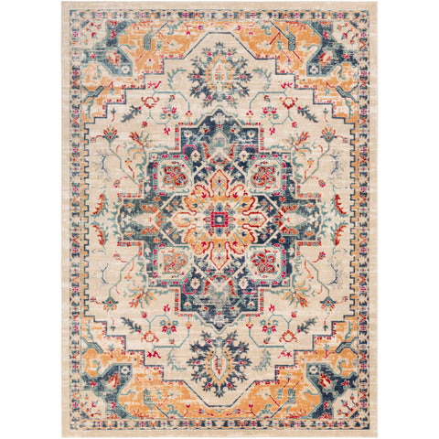 Image of Surya Bohemian Traditional Bright Pink, Bright Red, Wheat, Saffron, Teal, Navy, Ice Blue, Medium Gray, Light Gray, Beige, Taupe Rugs BOM-2311