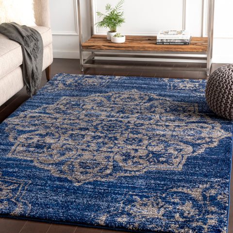 Image of Surya Baylee Traditional Dark Blue, Navy, Denim, Sky Blue, Medium Gray, Silver Gray, Cream Rugs BYL-1029