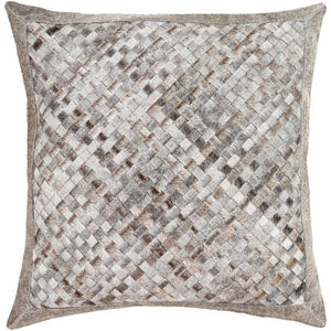 Surya Cesta Hide, Leather & Fur Black, Dark Brown, White, Taupe Pillow Cover CES-003-Wanderlust Rugs
