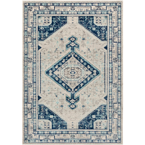 Image of Surya Chester Traditional Dark Blue, Aqua, Light Gray, Khaki, Medium Gray Rugs CHE-2314