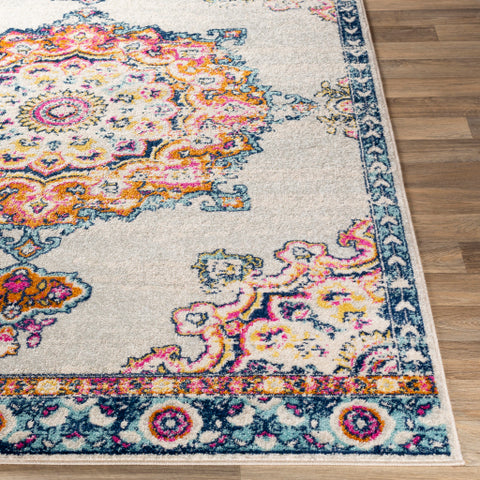 Image of Surya Chester Traditional Burnt Orange, Bright Pink, Khaki, Light Gray, Aqua, Dark Blue, Saffron Rugs CHE-2317