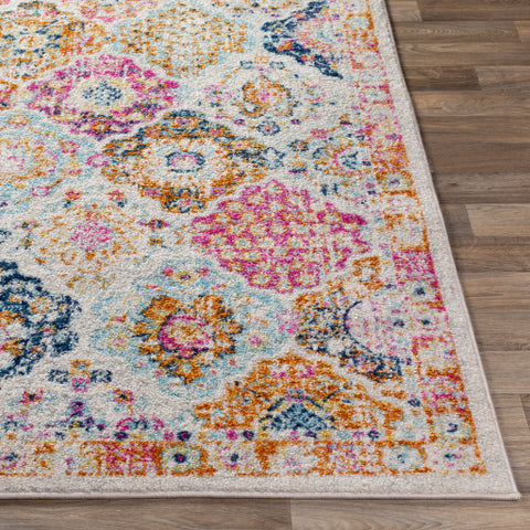 Image of Surya Chester Traditional Bright Pink, Burnt Orange, Saffron, Aqua, Dark Blue, Light Gray, Khaki Rugs CHE-2322