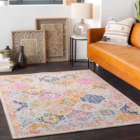 Image of Surya Chester Traditional Bright Pink, Burnt Orange, Saffron, Aqua, Dark Blue, Light Gray, Khaki Rugs CHE-2322