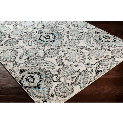 Surya Chester Traditional Medium Gray, Light Gray, Aqua, Black, Khaki Rugs CHE-2323