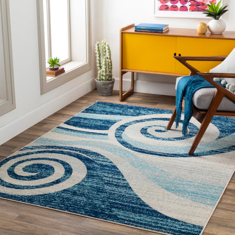 Image of Surya Chester Modern Medium Gray, Dark Blue, Aqua, White Rugs CHE-2337