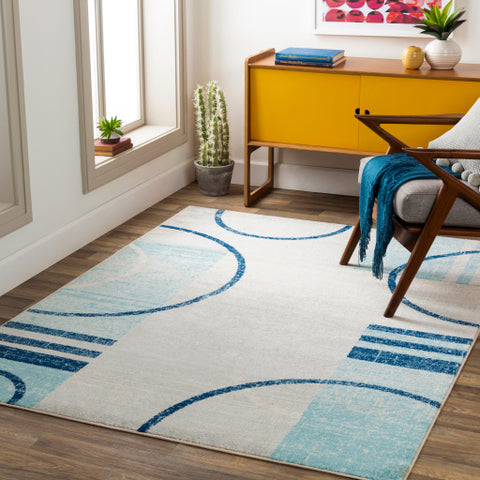 Image of Surya Chester Modern Medium Gray, White, Dark Blue, Aqua Rugs CHE-2338