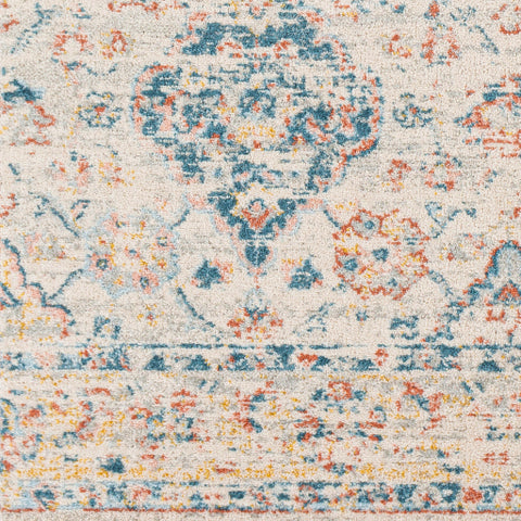 Image of Surya Chester Traditional Ivory, Medium Gray, Teal, Saffron, Pale Blue, Burnt Orange, Pale Pink Rugs CHE-2364