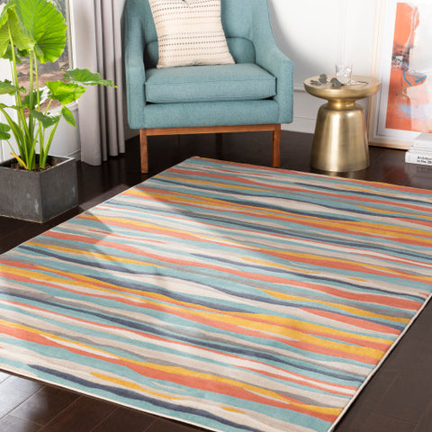 Image of Surya City Modern Aqua, Charcoal, Coral, Mustard, Light Gray, Beige, Taupe Rugs CIT-2323