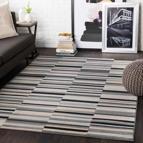 Image of Surya City Modern Light Gray, Taupe, Khaki, Beige, Black Rugs CIT-2327