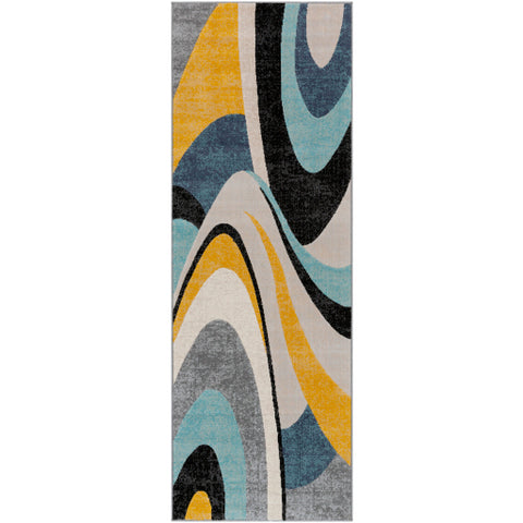 Image of Surya City Modern Aqua, Mustard, Black, Charcoal, Khaki, Light Gray Rugs CIT-2345