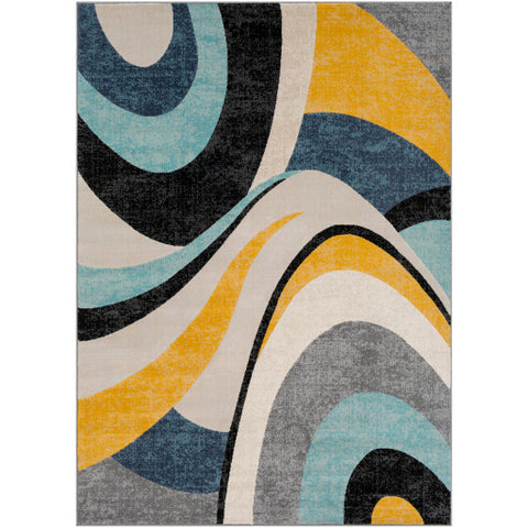 Image of Surya City Modern Aqua, Mustard, Black, Charcoal, Khaki, Light Gray Rugs CIT-2345