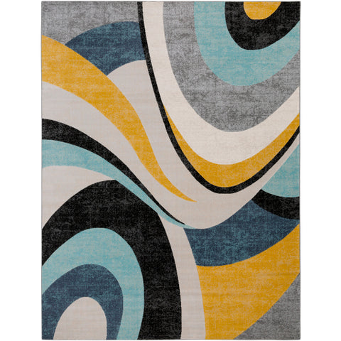 Image of Surya City Modern Aqua, Mustard, Black, Charcoal, Khaki, Light Gray Rugs CIT-2345