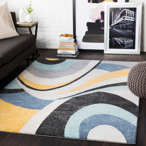 Image of Surya City Modern Aqua, Mustard, Black, Charcoal, Khaki, Light Gray Rugs CIT-2345