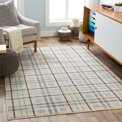 Image of Surya City Cottage Aqua, Black, Beige, Khaki, Light Gray, Taupe Rugs CIT-2364