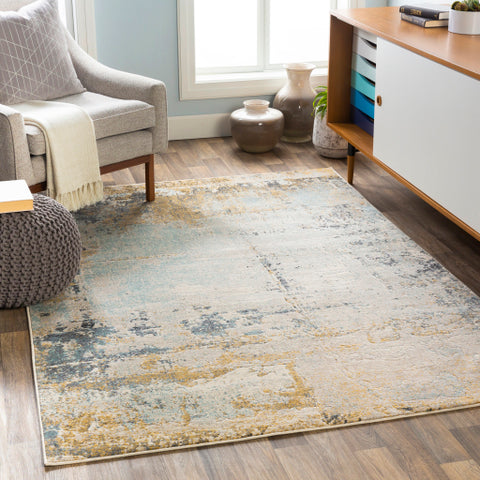 Image of Surya City Modern Mustard, Aqua, Beige, Khaki, Taupe, Black Rugs CIT-2378