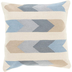 Surya Cotton Kilim Bohemian/Global Cream, Charcoal, Medium Gray, Denim, Khaki Pillow Kit CK-011-Wanderlust Rugs