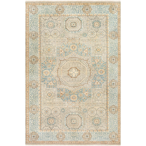 Image of Surya Cambridge Traditional Aqua, Medium Gray, Wheat, Dark Brown, Cream Rugs CMB-8014