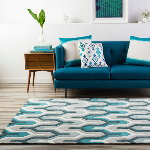 Image of Surya Cosmopolitan Modern Teal, Medium Gray, Sea Foam, Mint Rugs COS-9175