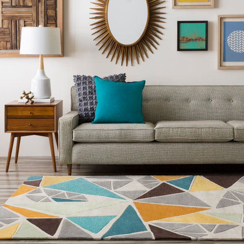 Image of Surya Cosmopolitan Modern Beige, Burnt Orange, Medium Gray, Dark Brown, Saffron, Emerald, Teal, Moss Rugs COS-9199